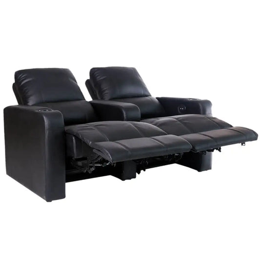 2 Seat Leather Sectional Electric Home Theater Recliner Sofa Set with USB LED Light