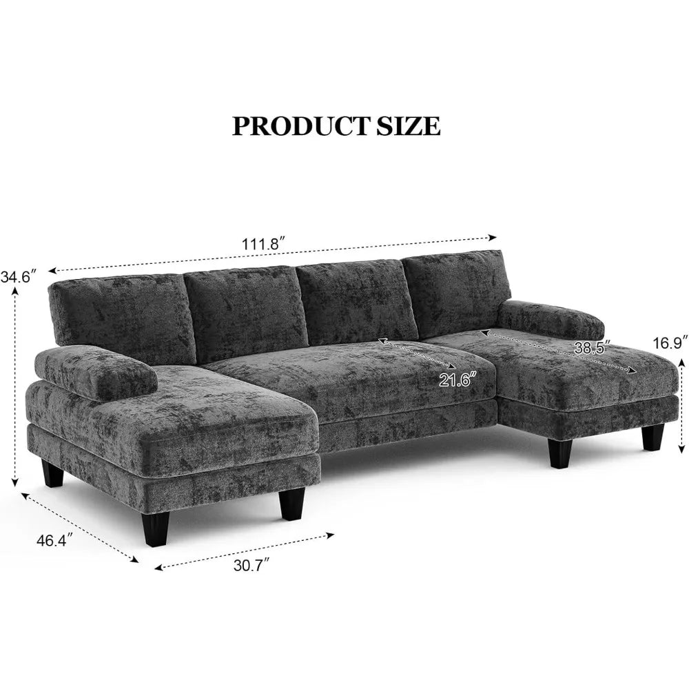 Txtin's 111" U-Shaped Sectional Couch with Double Chaise