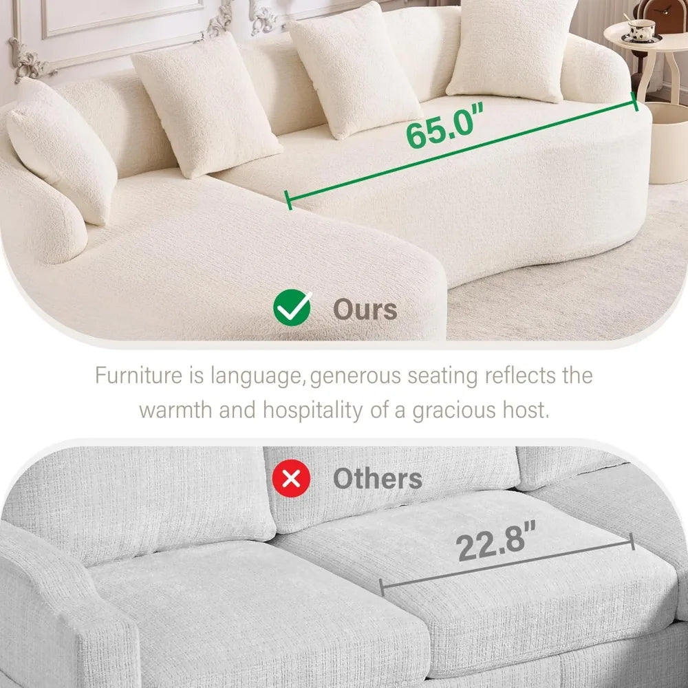 Modern Curved Oversized Sectional Sofa with Chaise