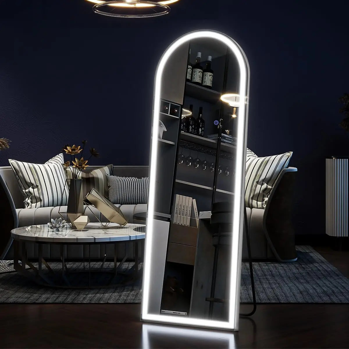 63"x20" Arched Full Length Mirror with LED Lights