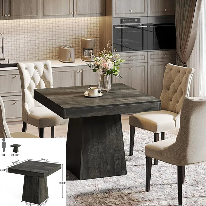 Modern 63-Inch Black Dining Table with Tapered Wood Legs