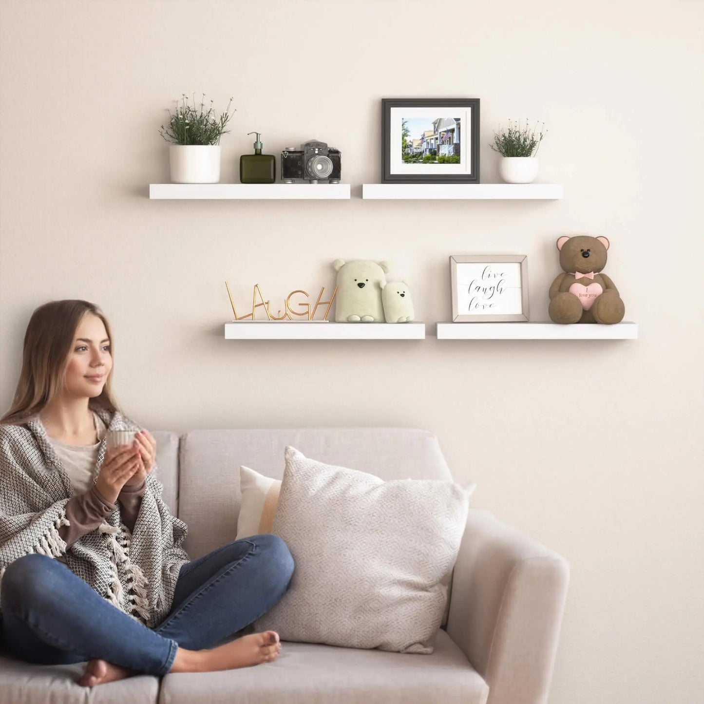 White 6Pcs Floating Shelves