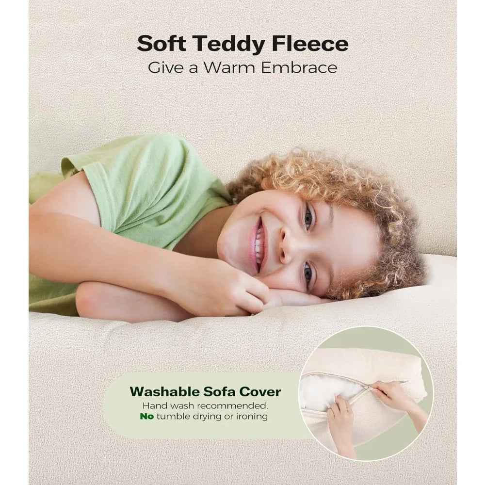 83" Teddy Fleece Loveseat with Tool-Free Setup