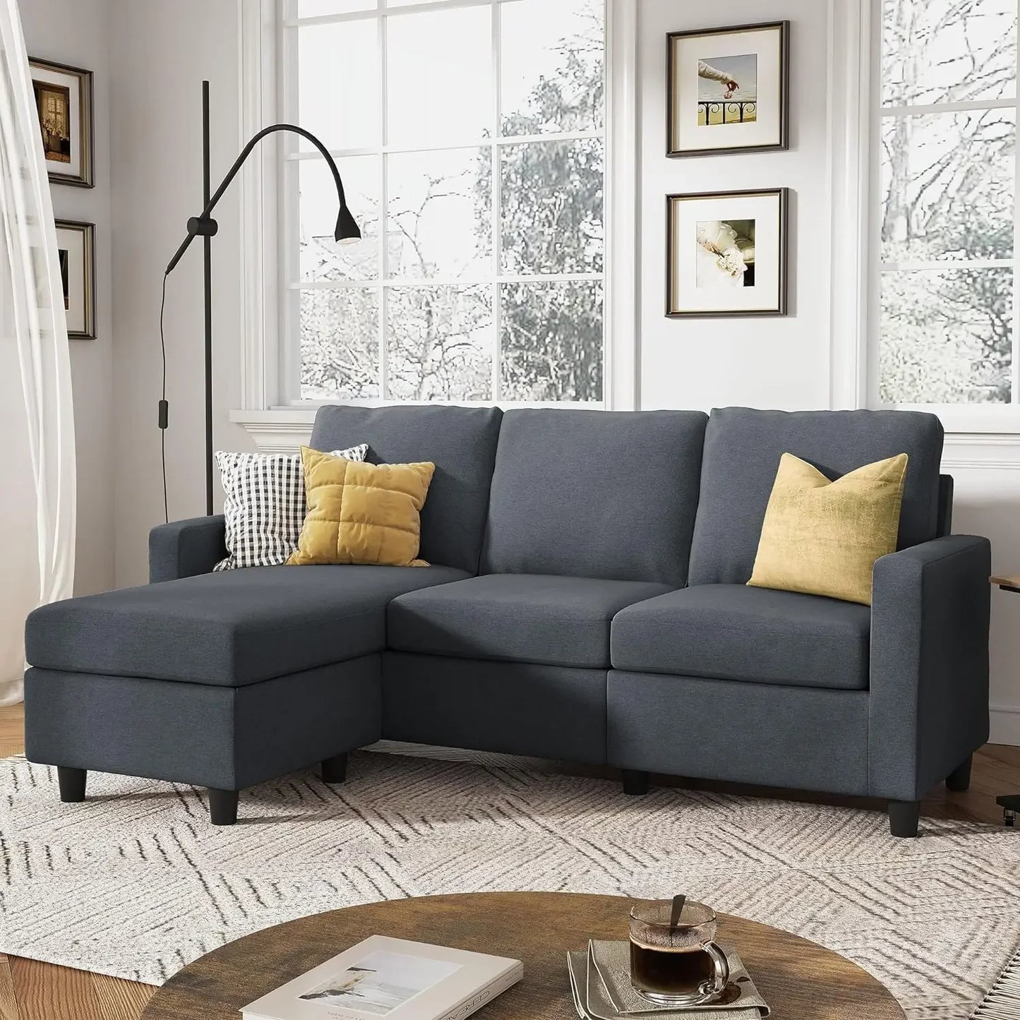 L-Shaped Convertible Sectional Sofa with Reversible Chaise