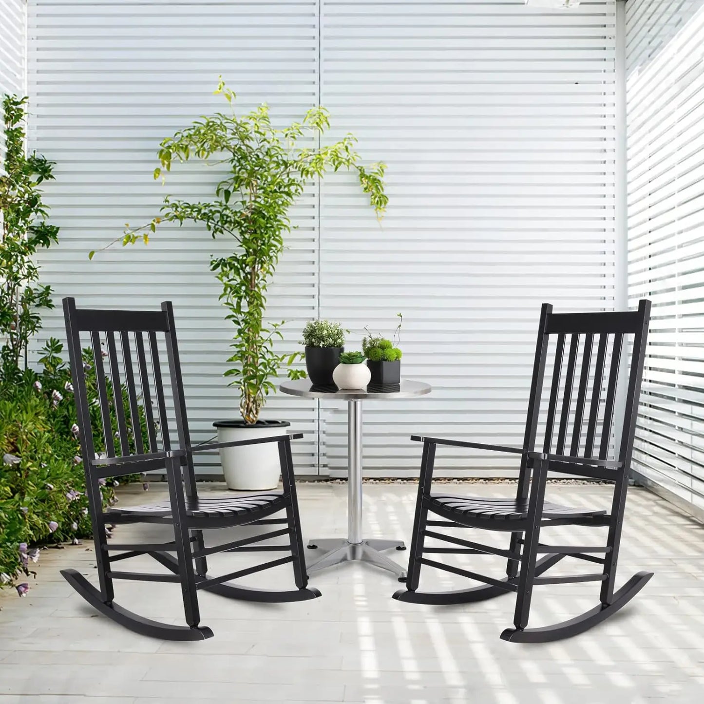 High-Backed Wooden Rocking Chair