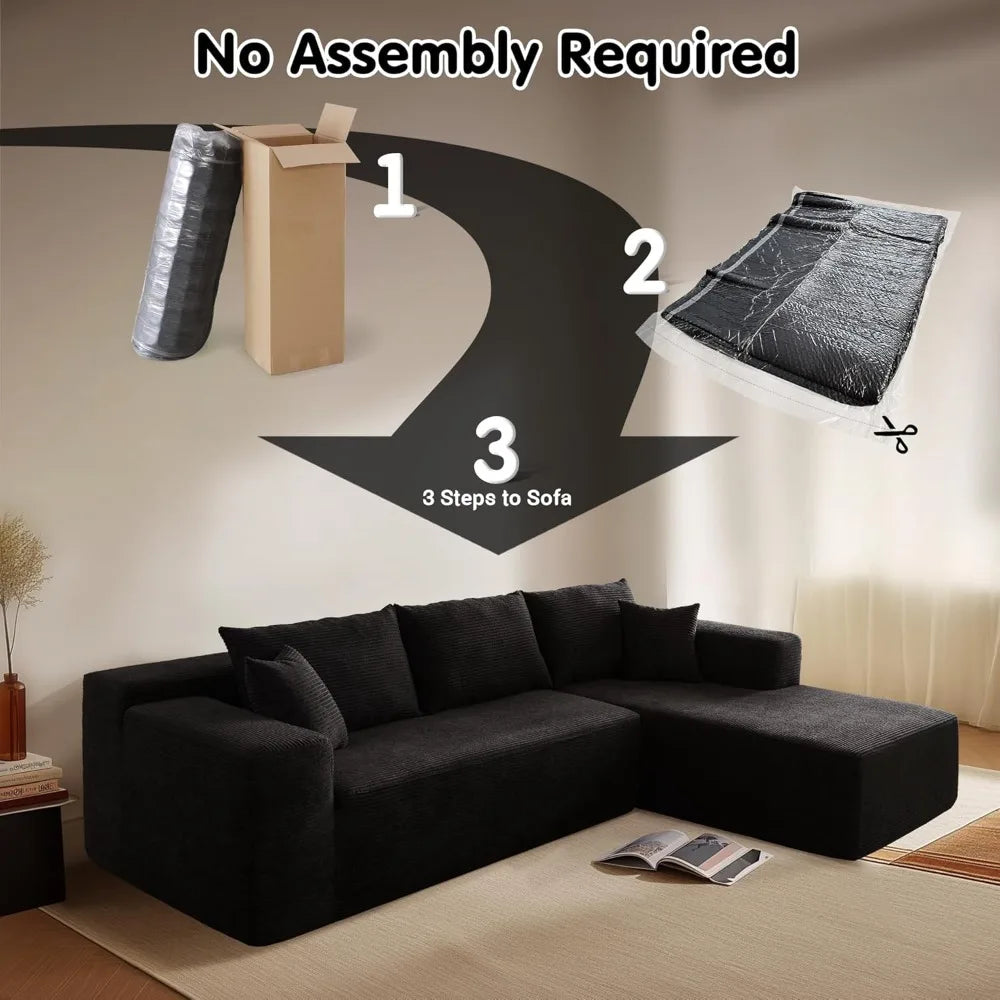 Modern 104" L-Shaped Cloud Sectional Couch with Deep Seats