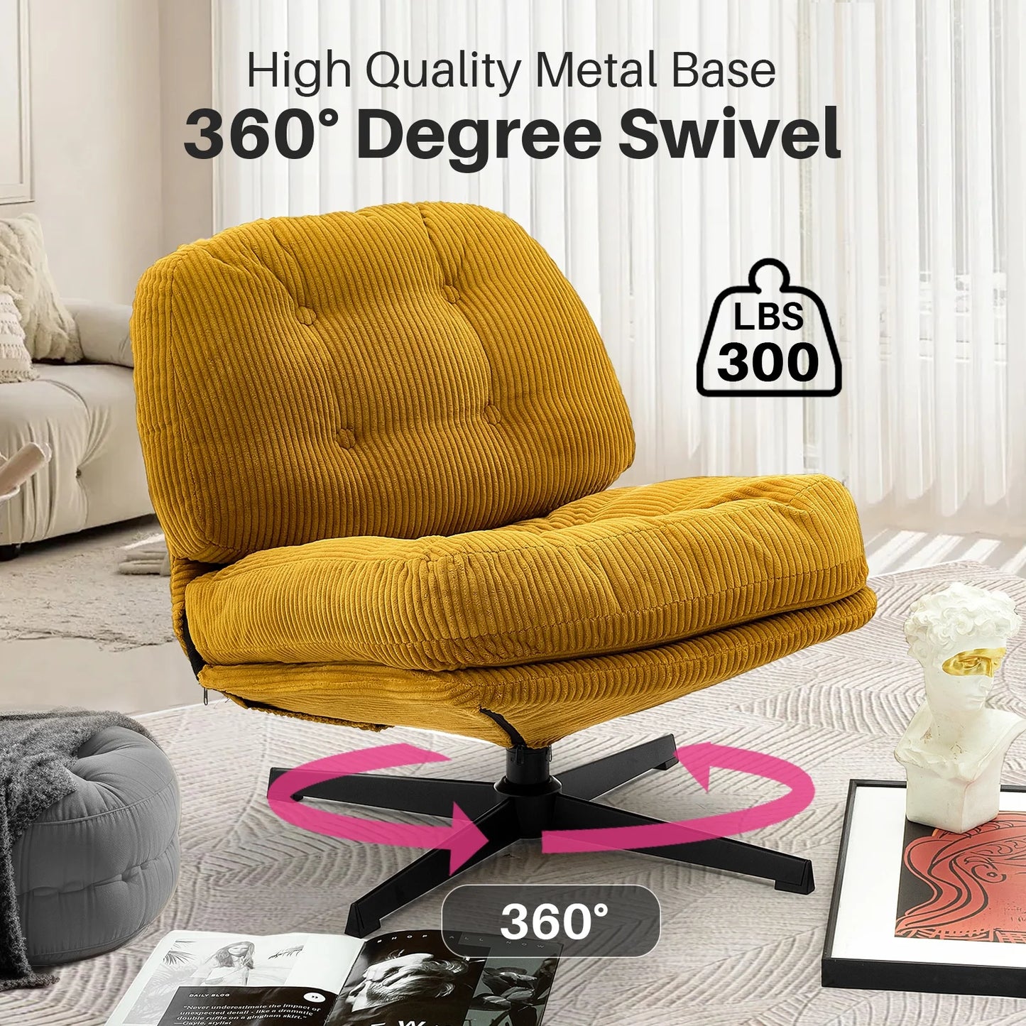 Redlife Modern Foldable Swivel Accent Chair (360° Swivel)