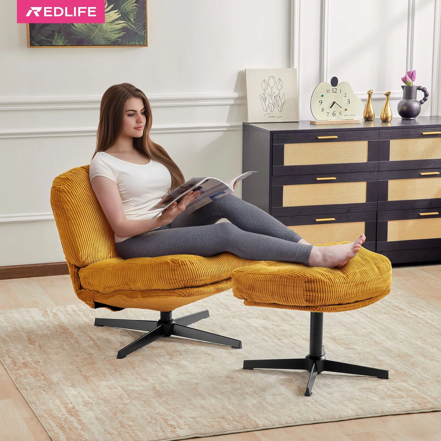 Redlife Modern Foldable Swivel Accent Chair (360° Swivel)