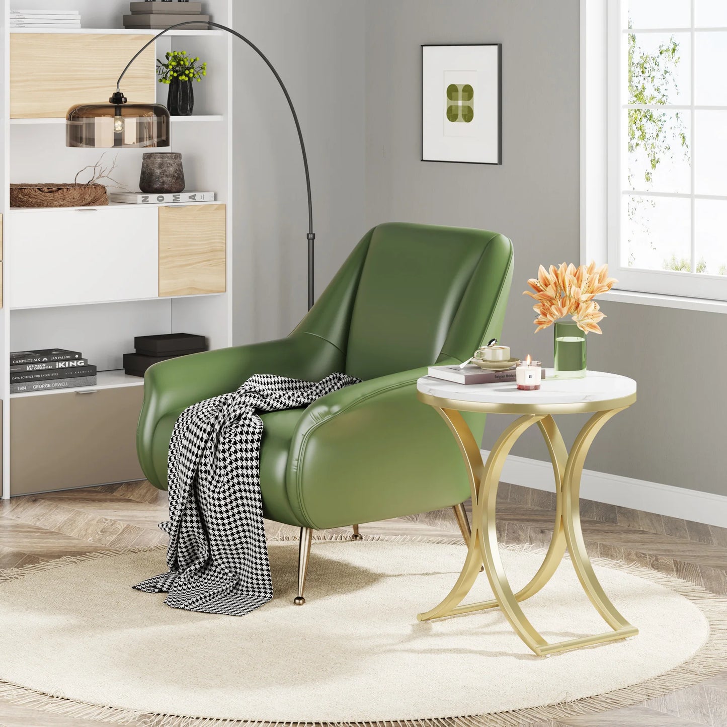 Tribesigns White Gold Round Side Table