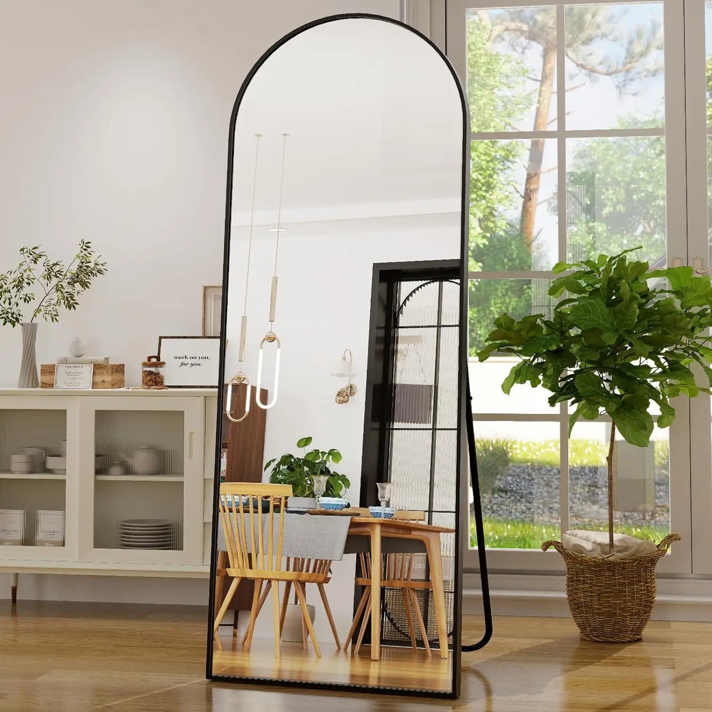 21x64 inch Arched Full Length Mirror with Aluminum Alloy Frame
