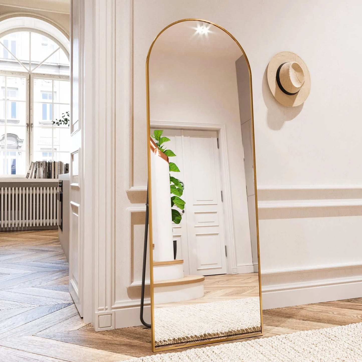 64"x21" Full Length Arched Mirror, Free Standing, Leaning, Wall-Mounted Mirror