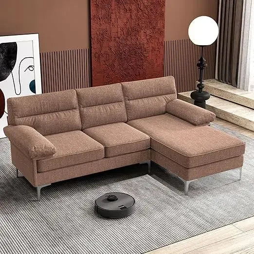 L-Shaped Convertible Sectional Chenille Sofa with Wide Reversible Chaise