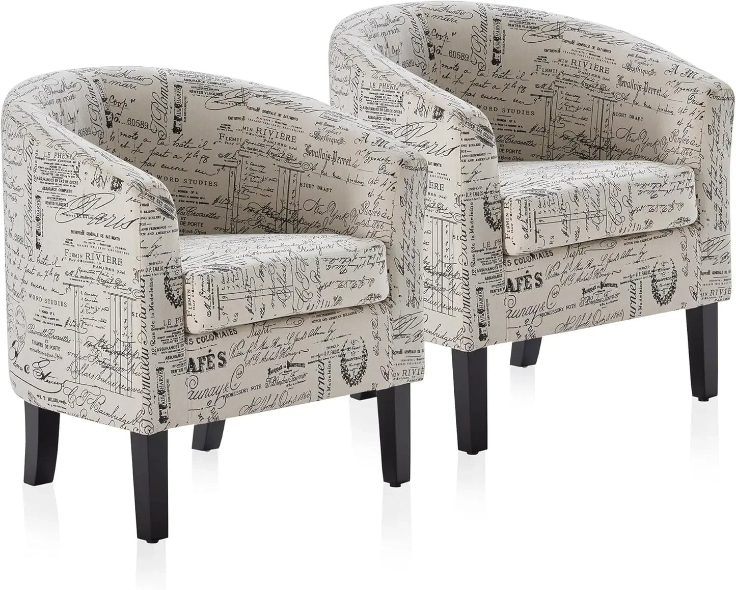 Linen Accent Barrel Chairs, Set of 2