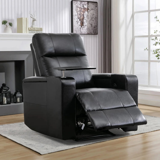 EBELLO Electric Leather Reclining Chair with Cup Holders and USB Ports