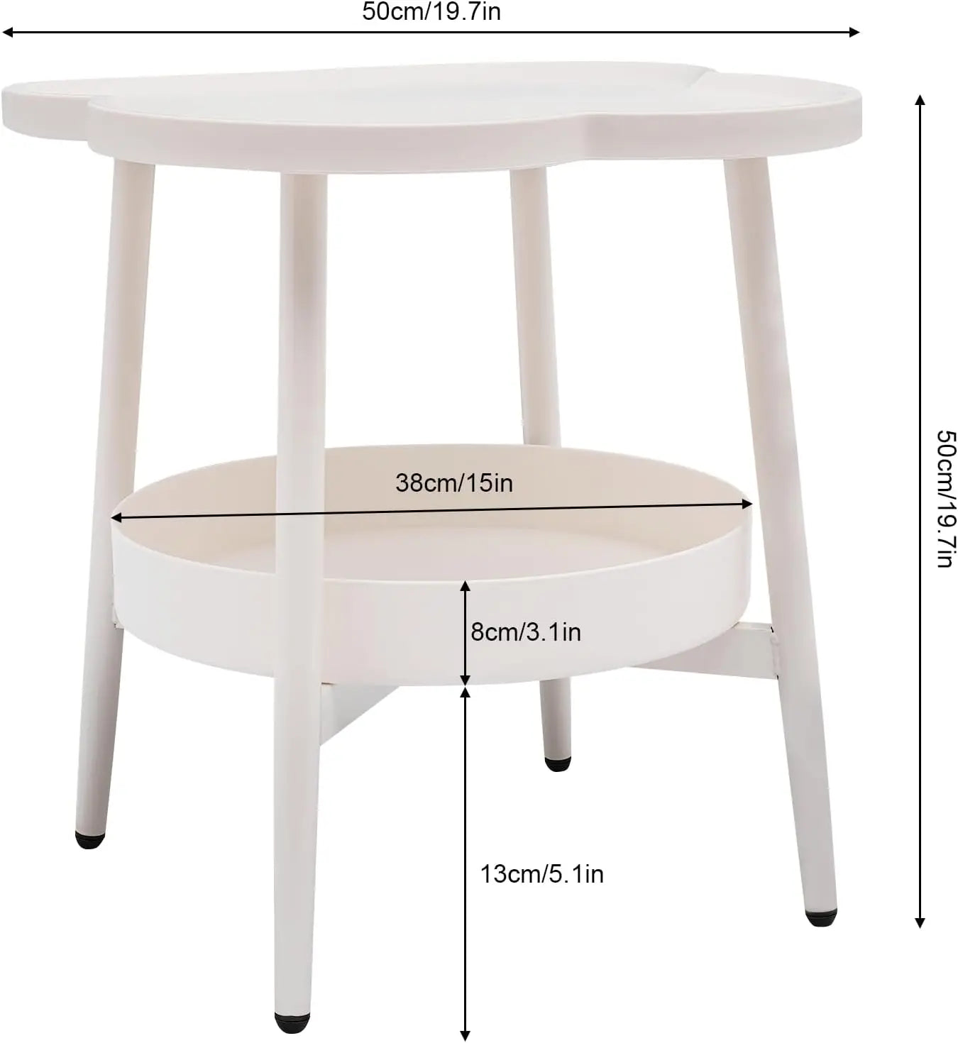 2-Tier Flower Shape Side Table with Storage Basket