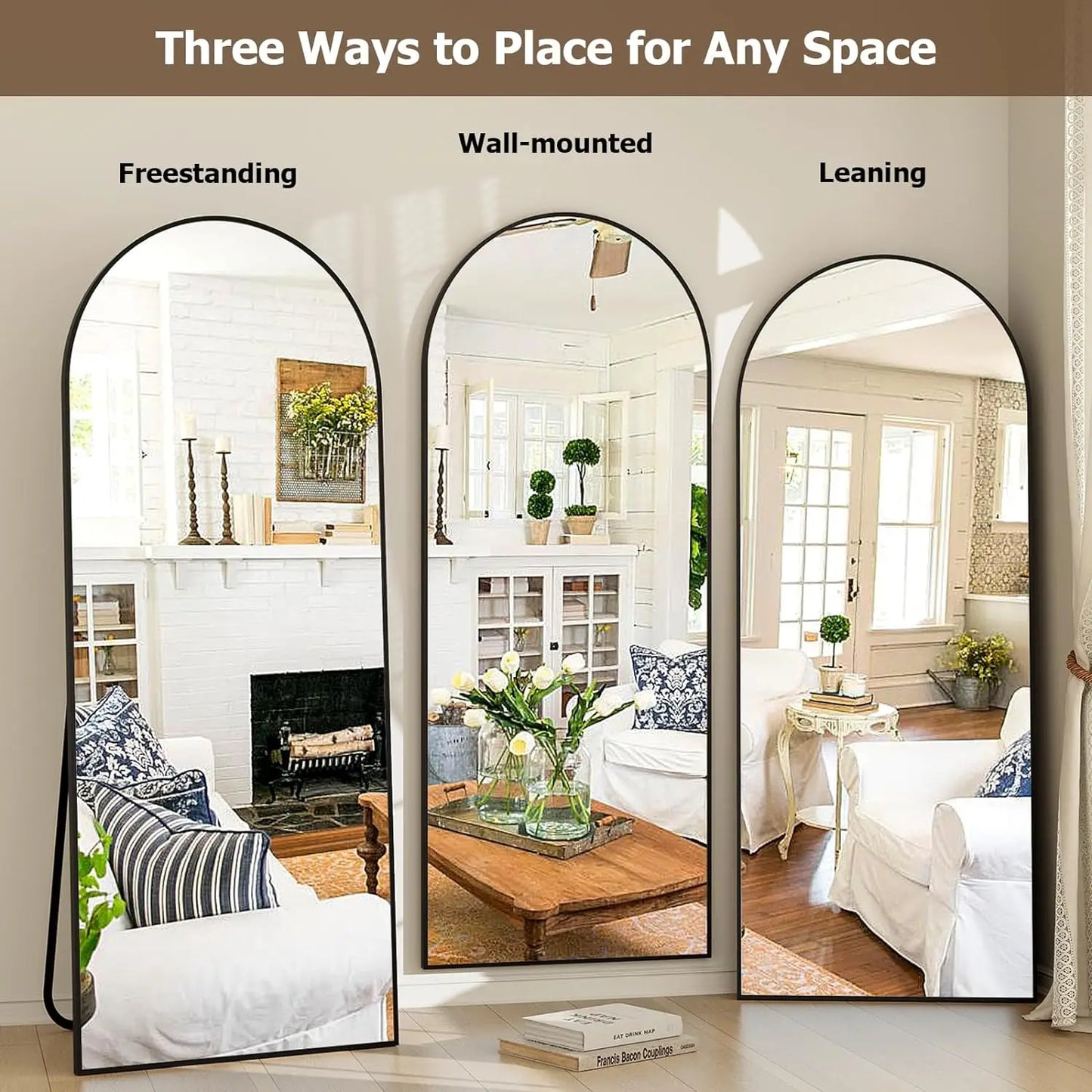 21x64 inch Arched Full Length Mirror with Aluminum Alloy Frame