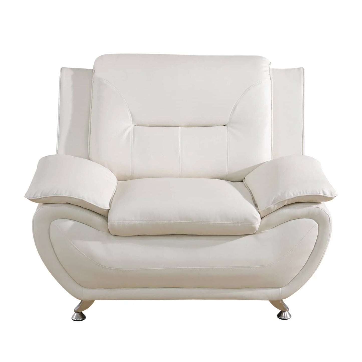 Compact Sofa for Small Spaces in White Faux Leather