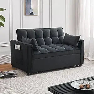 Modern Convertible 3-in-1 Sleeper Sofa with Pull Out Bed and Adjustable Backrest