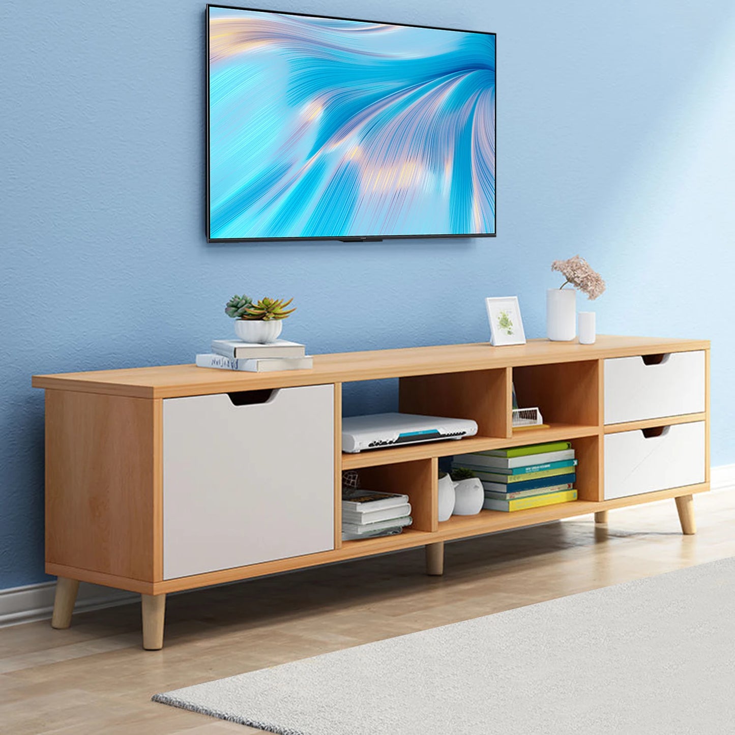 Modern Minimalist Sturdy Wooden Entertainment Center