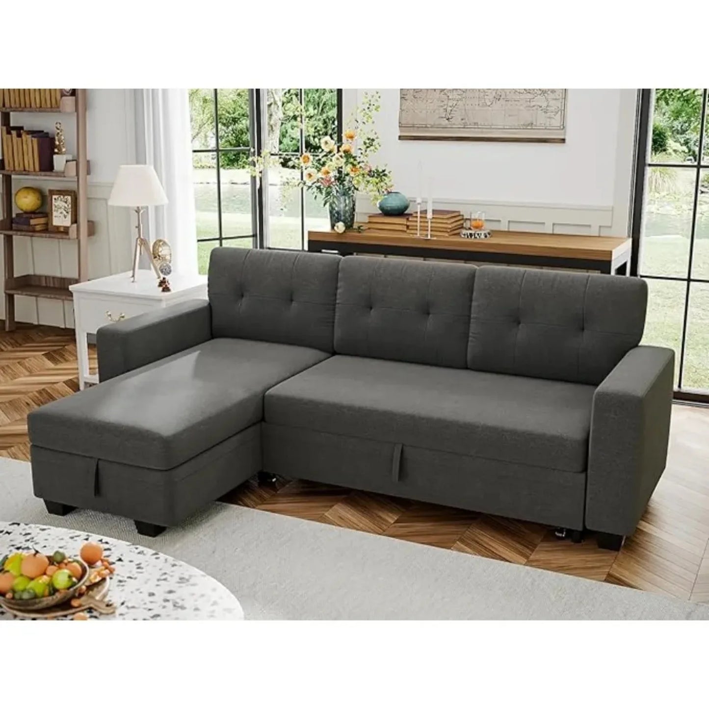 Reversible Convertible Sleeper Sofa with Storage Chaise