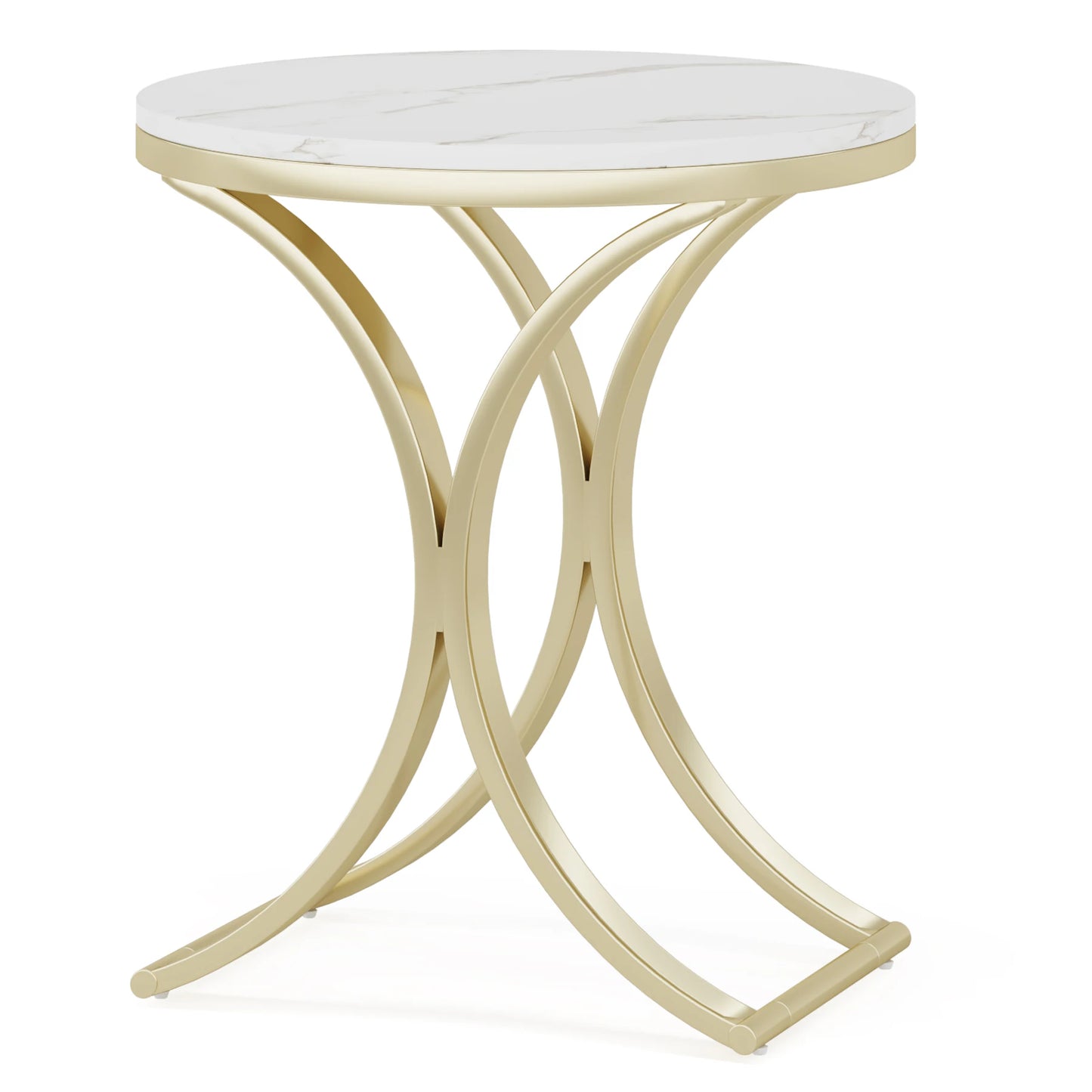 Tribesigns White Gold Round Side Table