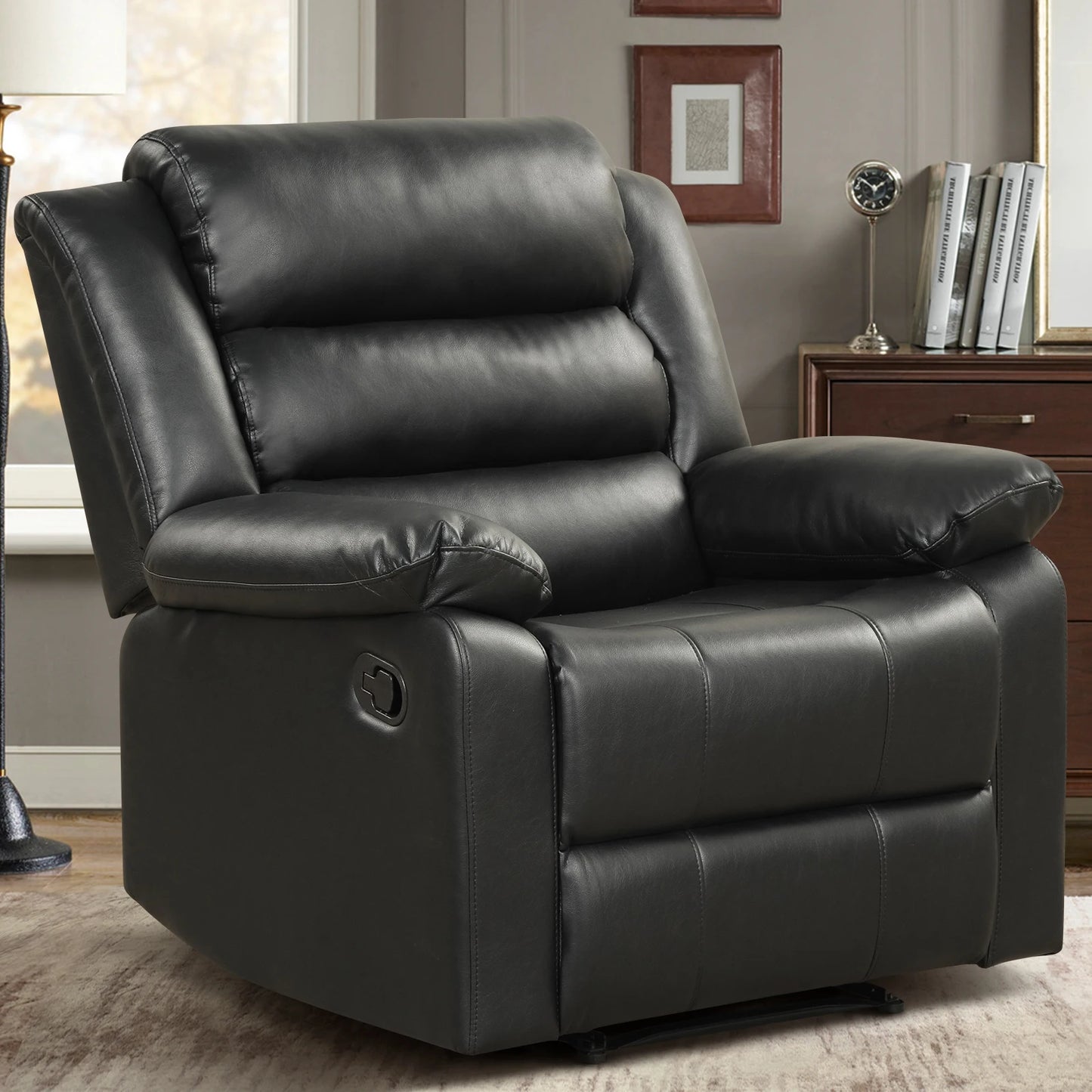 PU Leather Manual Recliner Chair with Comfortable Armrest