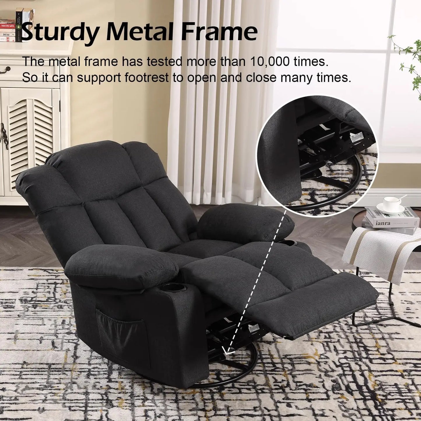 Massage Swivel Rocker Recliner with Heat and Vibration