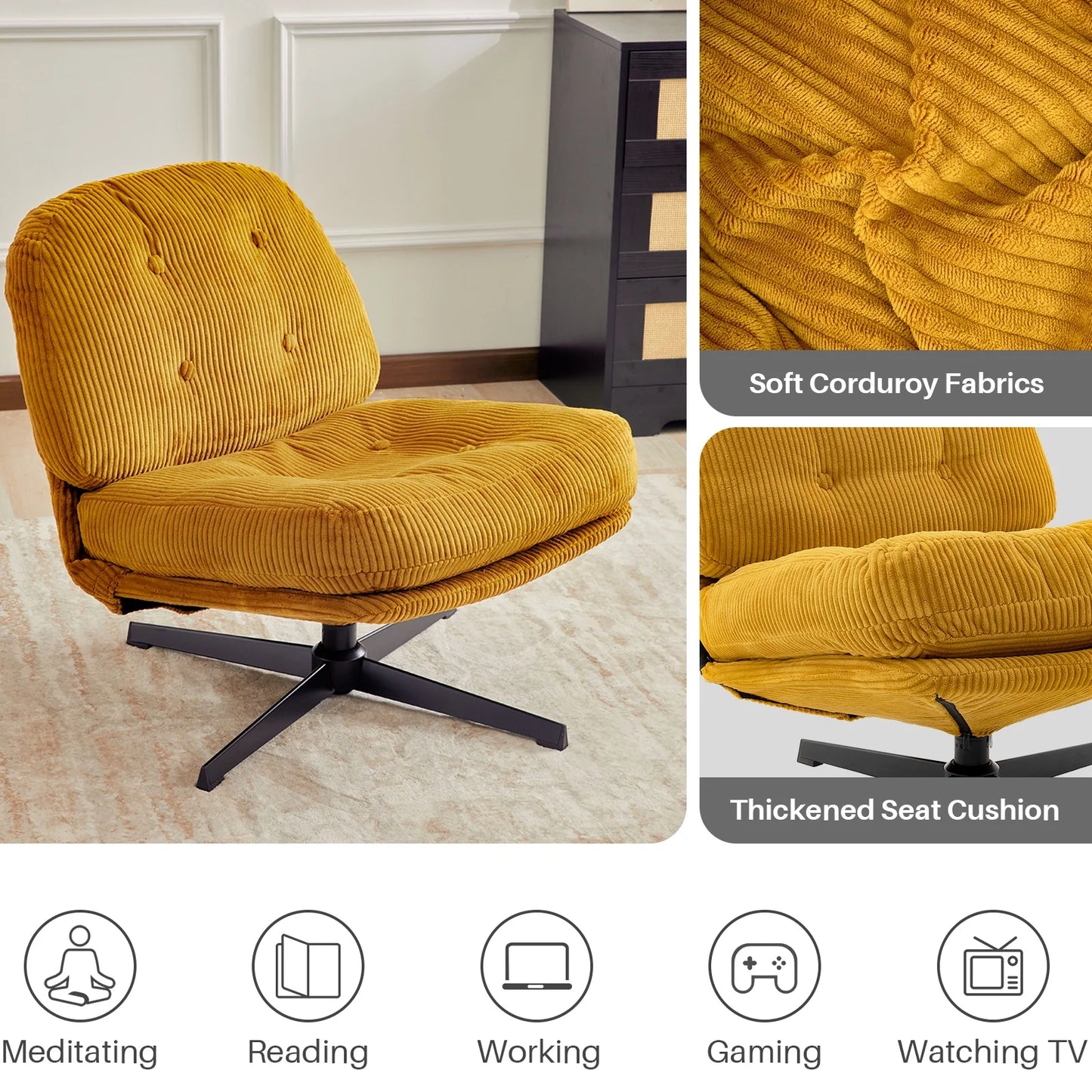 Redlife Modern Foldable Swivel Accent Chair (360° Swivel)
