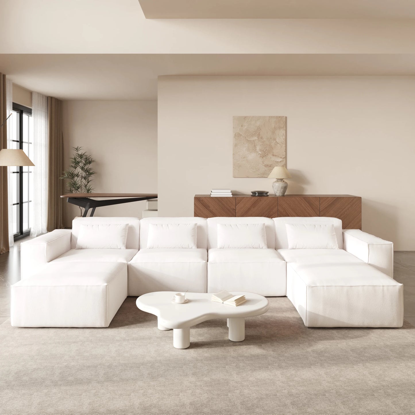 Sdorens 149.62" Modern Oversized U-Shaped Sectional Cloud Sofa with 2 Ottomans