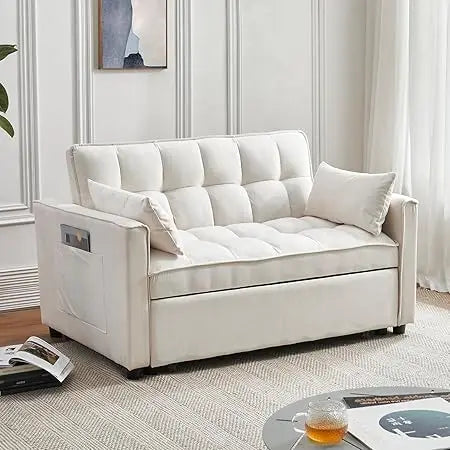 Modern Convertible 3-in-1 Sleeper Sofa with Pull Out Bed and Adjustable Backrest