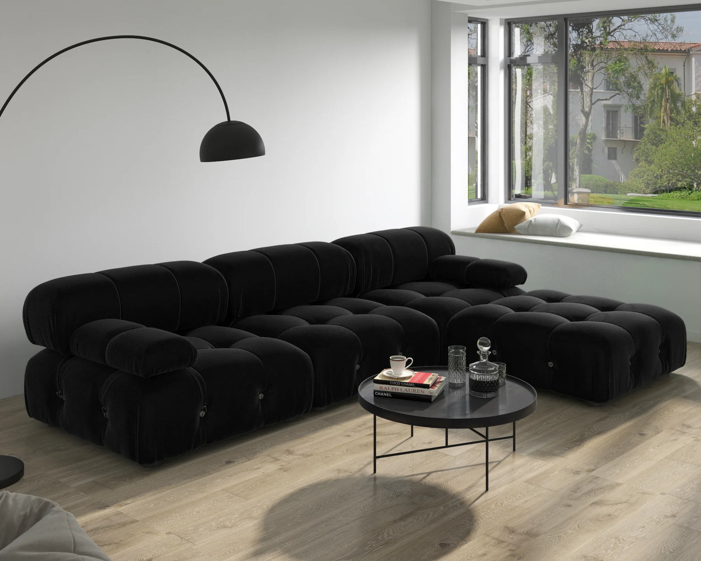 Minimalist Sectional Sofa with Ottoman