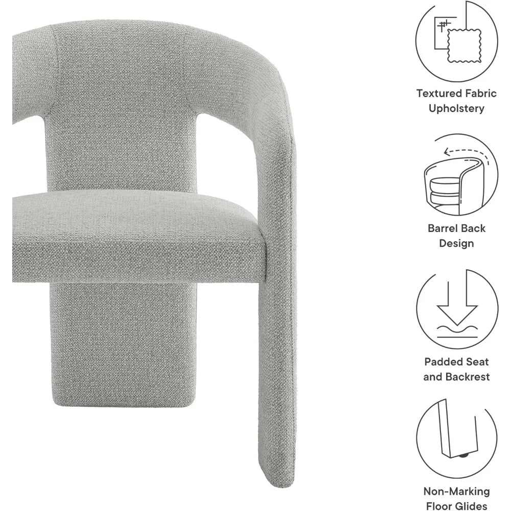 Oslo Barrel Open Back Dining Chair in Dove Gray – Fabric