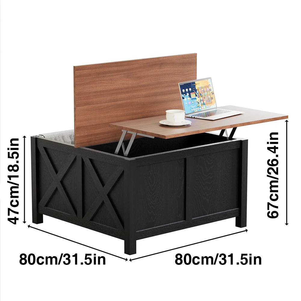 31.5" Lift Top Round Coffee Table with Storage