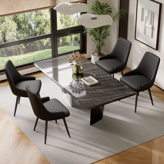 Modern Faux Leather Dining Chairs with Thick Seat Cushions Set of 4