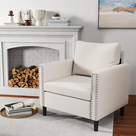 Faux Leather Accent Chair with Thick Padded Cushion