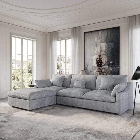 119.29" L-Shaped Oversized Cloud Sectional Couch with Ottoman
