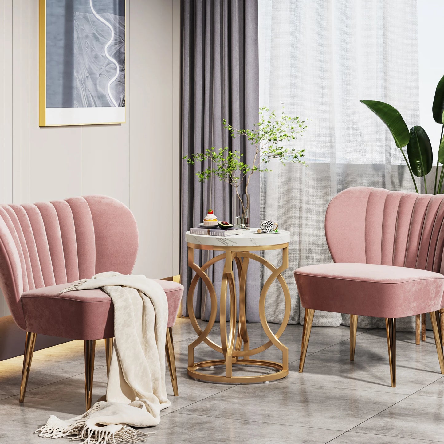 Tribesigns Modern Round End Table with Thick Wood Top, 20“