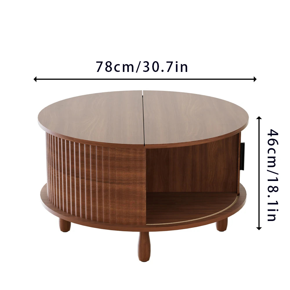 31.5" Lift Top Round Coffee Table with Storage