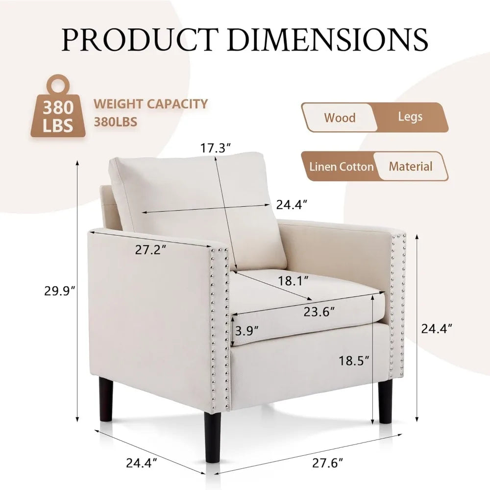 Faux Leather Accent Chair with Thick Padded Cushion