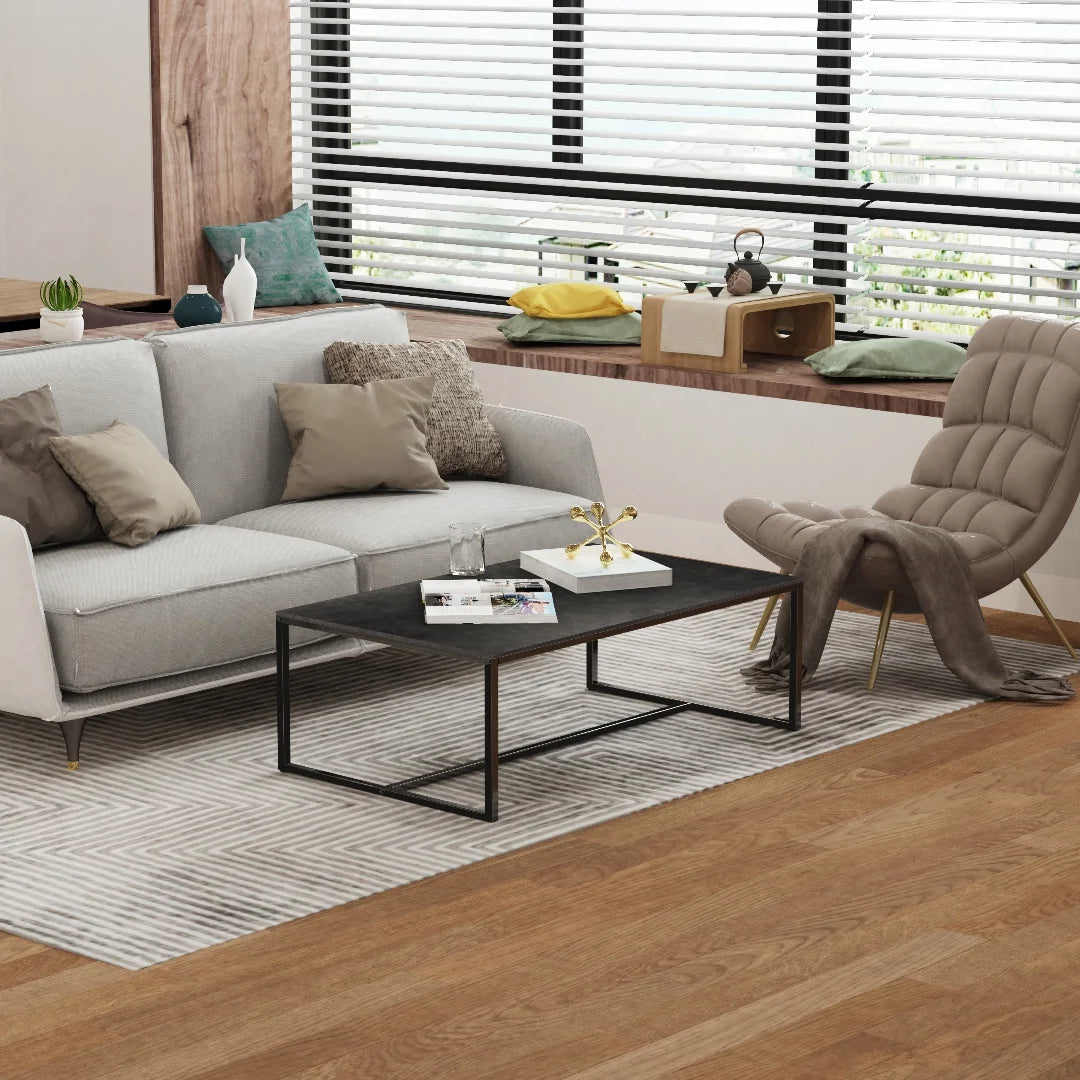 LUVODI 1M Long Rectangle Coffee Table with White, Black, or Grey Marble Tabletop