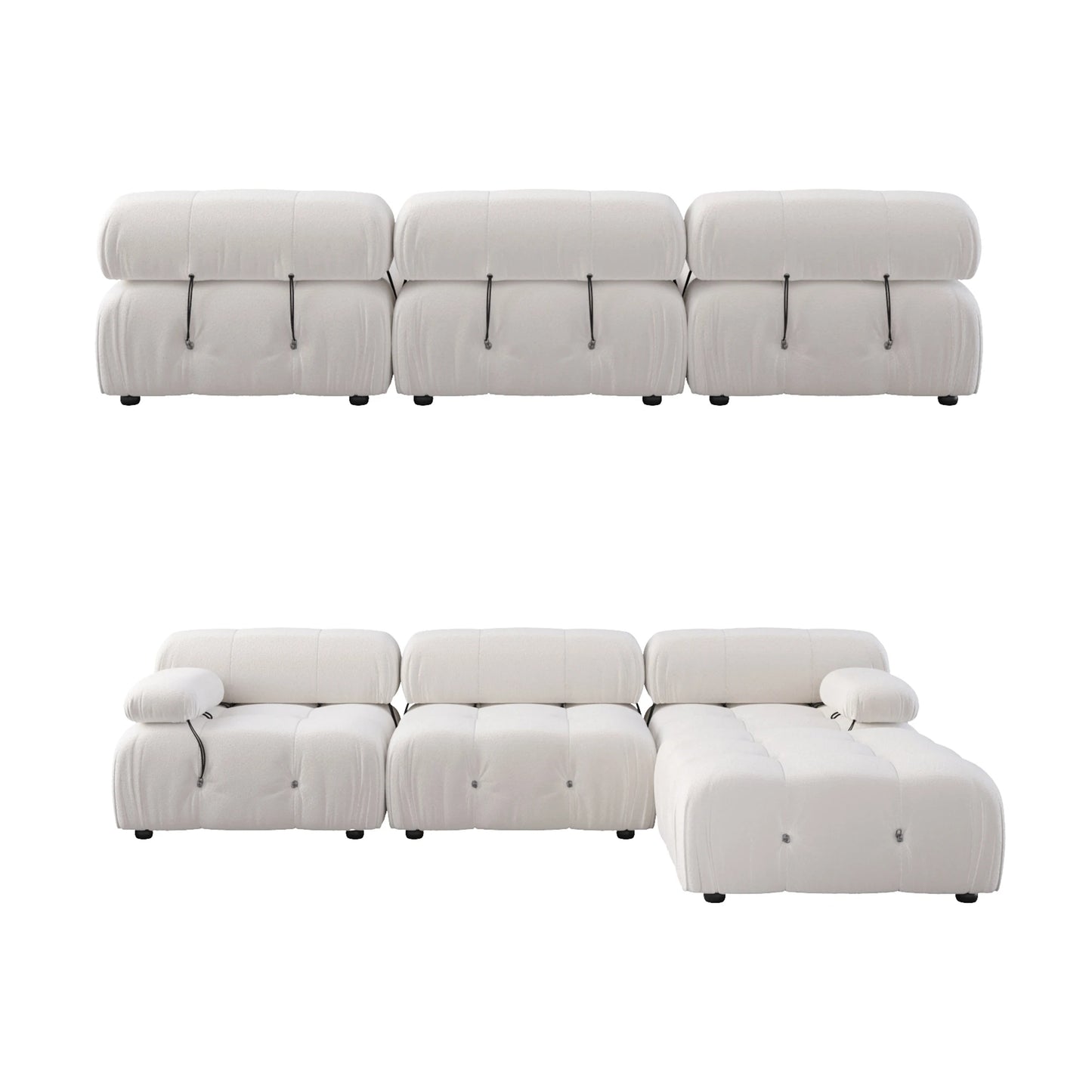 Sdorens Modern L-Shaped Velvet Couch with Reversible Ottoman