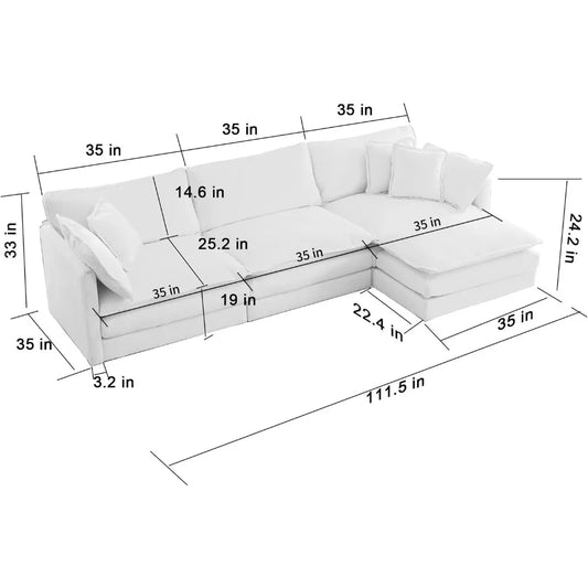 111.5" Modular Oversized Sectional Sofa