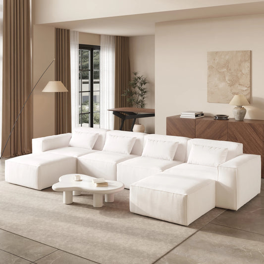 Sdorens 149.62" Modern Oversized U-Shaped Sectional Cloud Sofa with 2 Ottomans