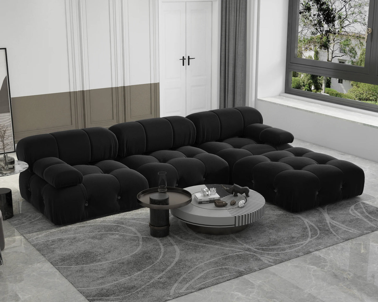 Minimalist Sectional Sofa with Ottoman