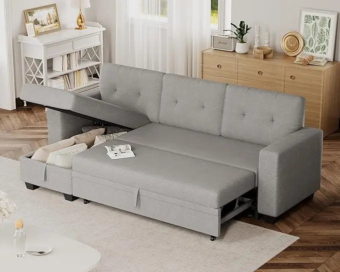 Reversible Convertible Sleeper Sofa with Storage Chaise
