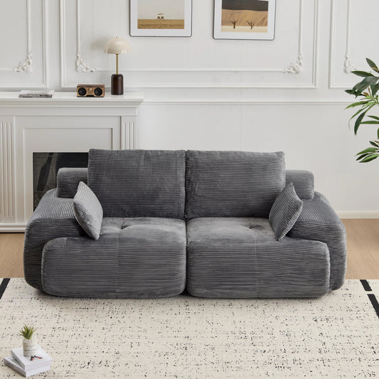 Modern Memory Foam Compressed 2-Seater Corduroy Sofa with No Assembly
