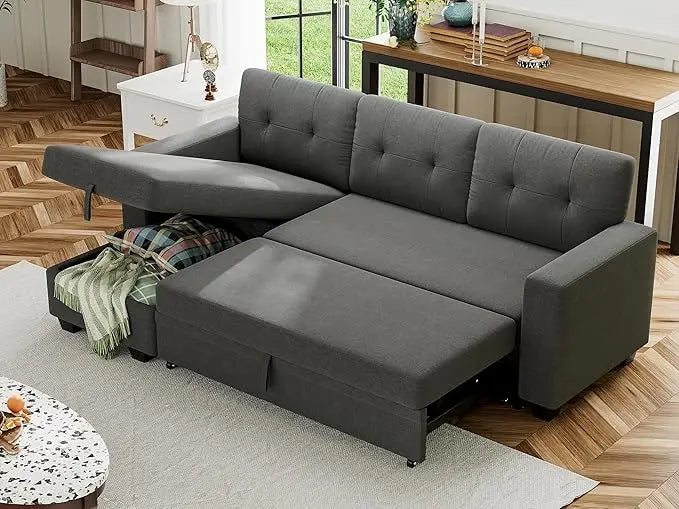 Reversible Convertible Sleeper Sofa with Storage Chaise