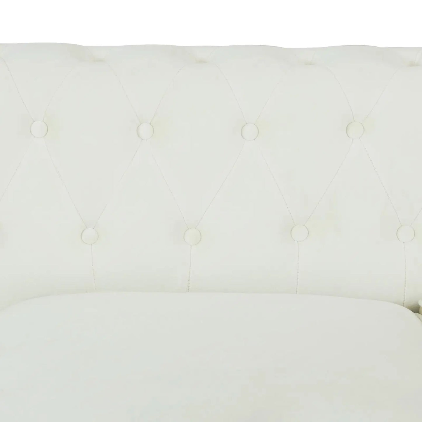 62.5 Inch White Flannelette 2 Piece Sofa Set with Anti-Insect Wood Frame