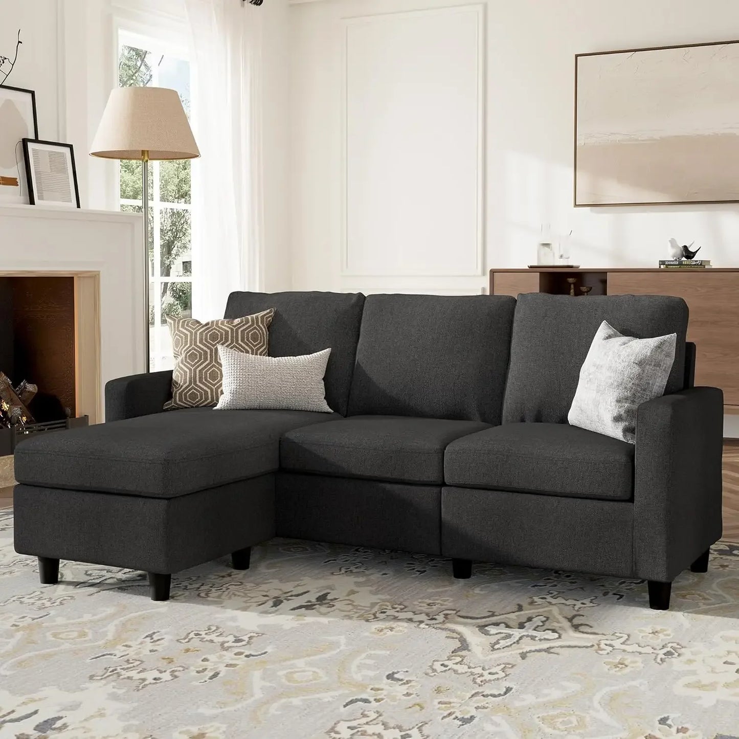 L-Shaped Convertible Sectional Sofa with Reversible Chaise