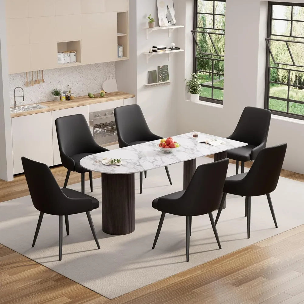 Modern Faux Leather Dining Chairs with Thick Seat Cushions Set of 4